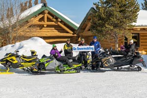 Snowmobilers at the lodge