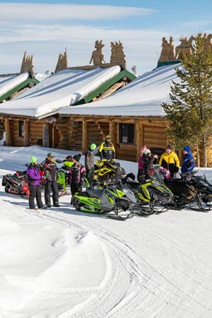 Snowmobilers at the lodge